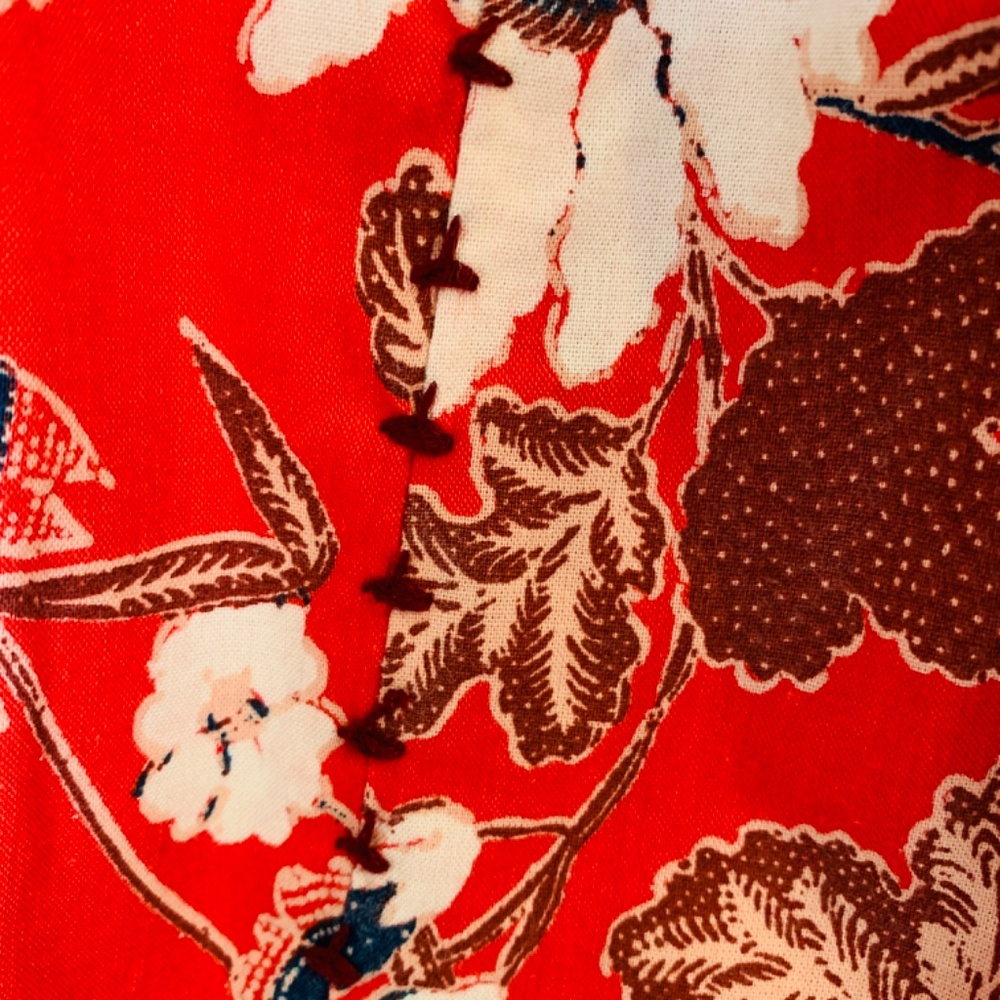 Ulla Johnson Red Liv Floral Mini Dress Size 8 Long Sleeves Cotton Blend Boho - Picture 12 of 16